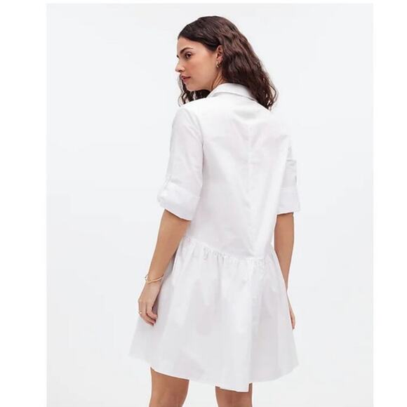 NWT Madewell Button-Front Mini Poplin Shirtdress in White Size S - Picture 3 of 15